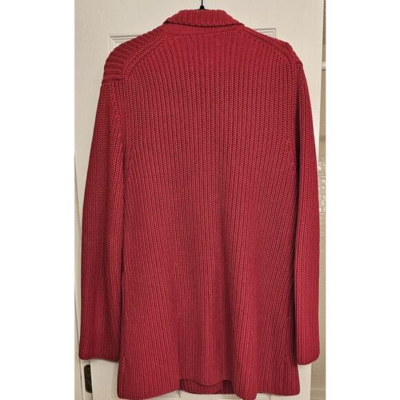 Rena Rowan Red Ribbed Knit Double-Breast Heavy Cotton Sweater Women's X-Large - Picture 2 of 6